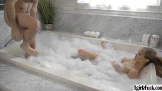 Gorgeous TS blonde fucks in jacuzzi tub