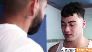 Inked jock drilled his massive cock on pervy stud deep hole