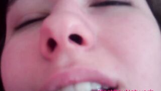 Tantalizing babe shows how horny she is by toying her pussy