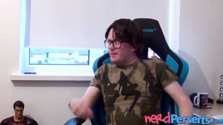 Busty redhead Lucy Lane sucking cock at nerd casting