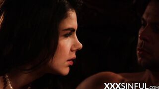 Classy stunner sharing two big dicks in erotic threesome
