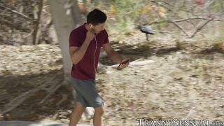 Tempting TS Natalie Mars spreads legs anal with stepson cock