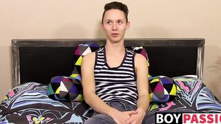 Adorable slim twink Seth Cane enjoys playing with his ass
