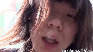Japanese woman pleasing herself in high altitude conditions