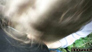 Russian Slut make Blowjob Outdoor after University