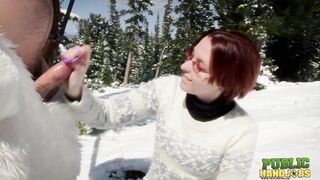 Public Handjobs Brandi de Lafey Strokes A Snowman