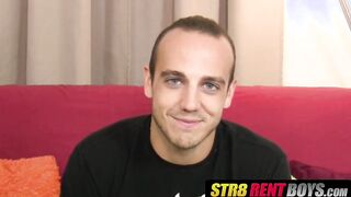Tattooed stud gets a blowjob from his little twink bud