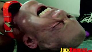 Bondage gay fingered and jerked off during BDSM session