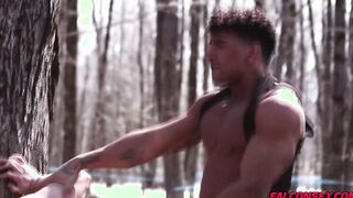Upton drops down to suck off Kenzo's hard log