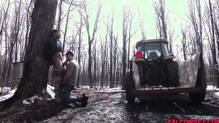 Upton drops down to suck off Kenzo's hard log