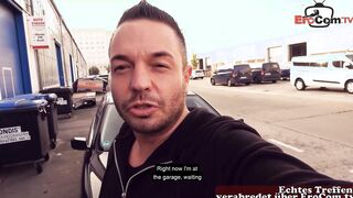 Real Outdoor Vehicle pick up date with german blonde street bimbo