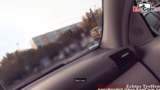 Real Outdoor Vehicle pick up date with german blonde street bimbo