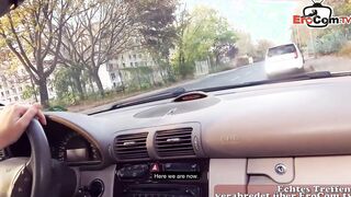 Real Outdoor Vehicle pick up date with german blonde street bimbo