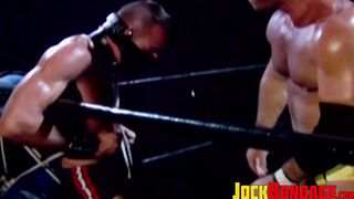 Wild wrestler dominated during BDSM session