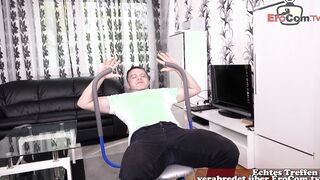 Chubby german old mom real vulgar and drink the cum