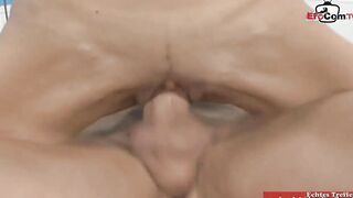 Thin ebony haired MILF shared by her husband whos see