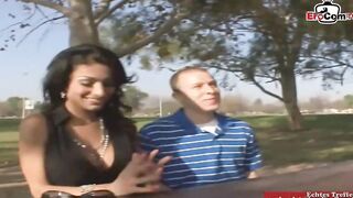 Thin ebony haired MILF shared by her husband whos see