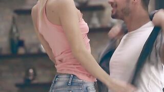 Turned On Nesty struts up to Kristof Kale and lets her boyfriend know that she's definitely interested into him rocking her