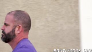 Daddy catches stepson jerking off and gives him a hand