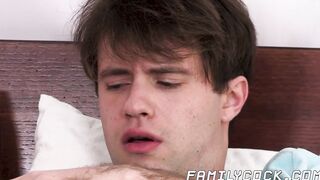Daddy catches stepson jerking off and gives him a hand