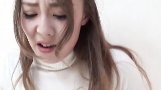 Oriental teen soaks her panties and the floor up with piss