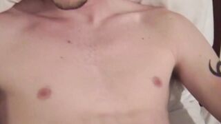 Slim young amateur masturbates alone into fat messy cumshot