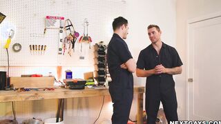 Carter Woods and Jayden Marcos fucked at the garage