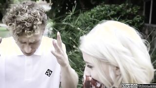 Busty stepmom and gf fight over stepson