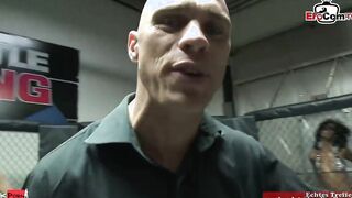 Slim black Hot with small melons fucks in the boxing
