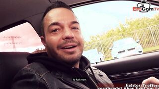 German Blonde thin street hooker Pickup inside Vehicle for Outdoors Banged