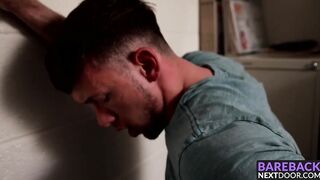 Sexy hunks Gabriel and Mikey fucking doggystyle in warehouse