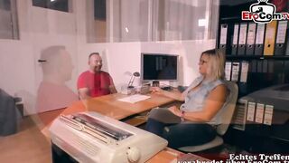 German old blonde secretary plowed into office with saggy tit