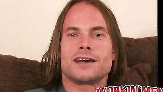 Long haired homosexual smokes a cigar before jerking off