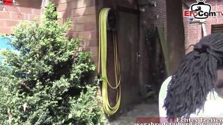German mom inside nylons gets pounded public by ebony neighbour