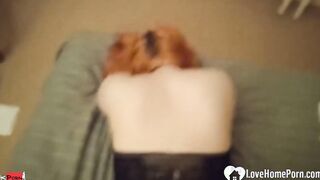 Red Haired in stocking takes it from behind