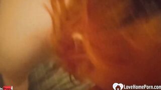 Red Haired in stocking takes it from behind
