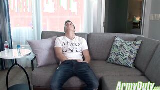 Mike looks into the camera with a sensual look while jerking