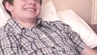 Twink dildo fucking his ass and making his dick cum