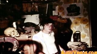 Hairy gay guy strokes his fat cock and cums on his chest