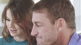 tiny teen gags on big dad cock