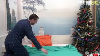 AMATEUREURO - Huge Melons Red Oral Sex Julie Valmont Brings Presents And Pussy On Christmas Eve