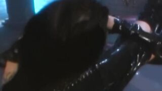 Vintage busty Victoria Sin fucking latex clad lesbian
