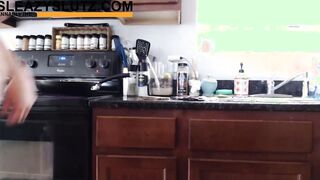 Sexy BBW housewife teasing you in the kitchen