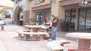 Red haired skank with natural melons pick up at the street