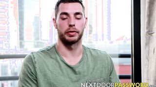 Inked handsome Carter Woods masturbates in interview