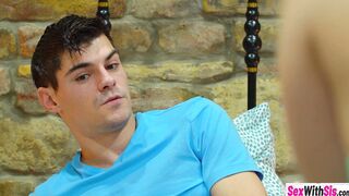 Lucky stepbro enjoyed double blowjob