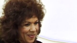 Retro mommy gives passionate blowjob before riding rough