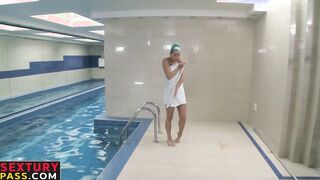 Cock hungry hottie seduces and bangs with her swimming coach