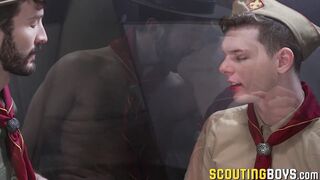 Handsome Scout Ethan barebacked by hunk Scout Leader Barrett