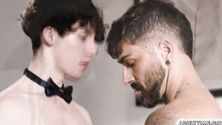 Handsome tattoed guy Adam Ramzi rimjob twink Cristiano